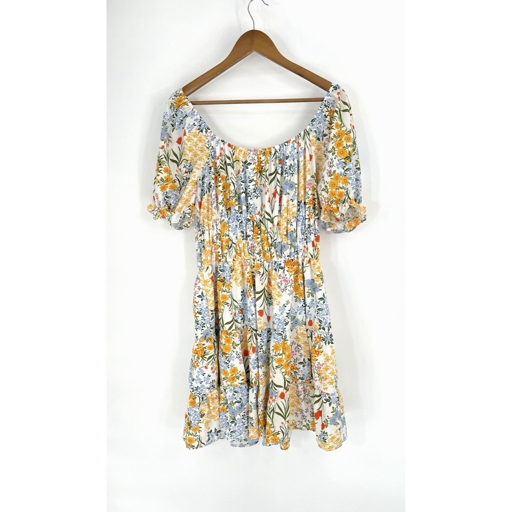 Liberty Love Women Dress Size XXL Floral Babydoll Mini Lagenlook Peasant Smocked - Picture 14 of 15